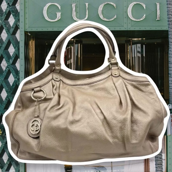 Gucci Authentic Sukey Tote Interlocking G Hobo Bag, Rose Metallic - Picture 1 of 11